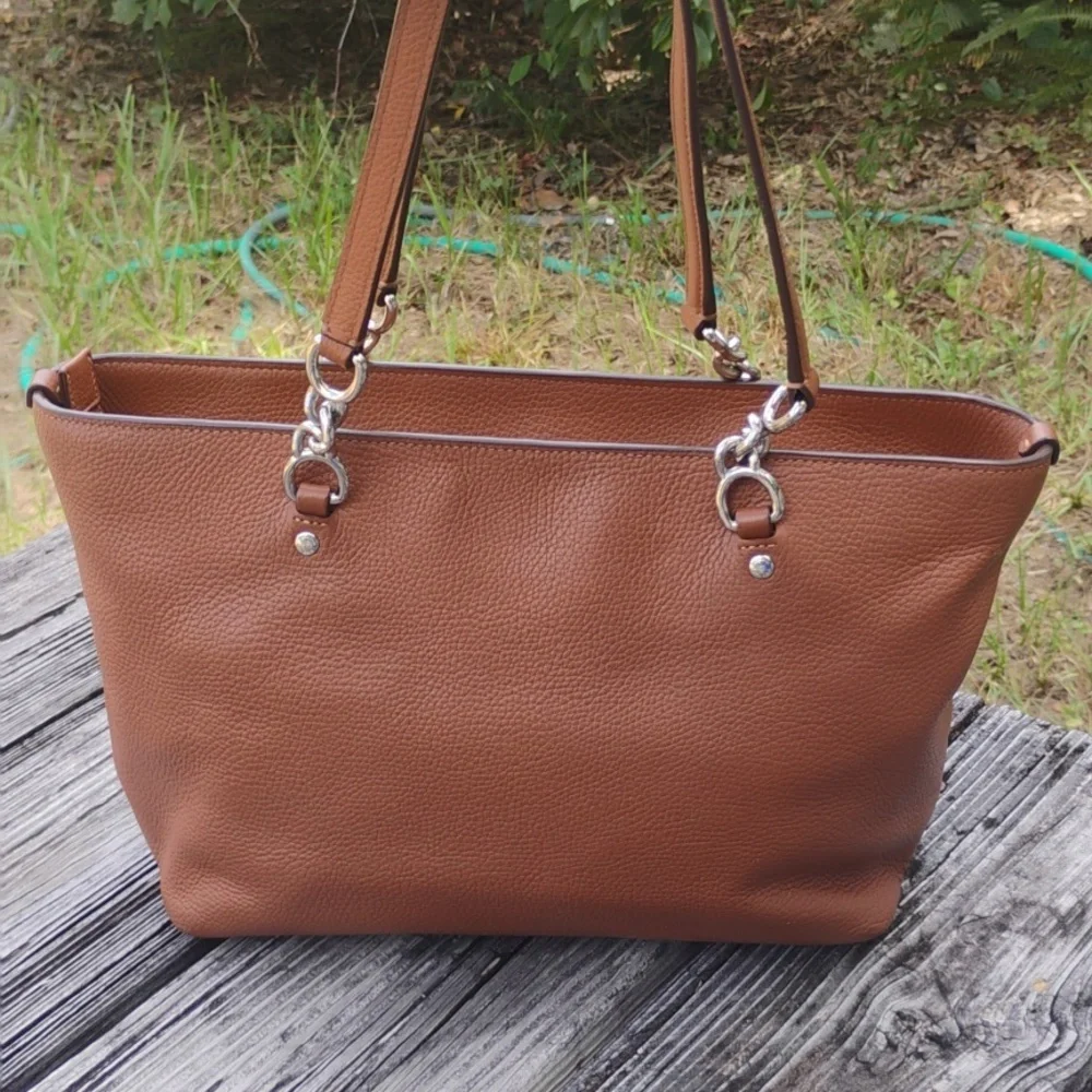 🍍Coach Sophia Tote In Tan/Brown Pebbled Leather - Picture 4 of 16